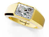 Yellow gold Radiant Diamond Wide Bezel Mens Ring_25