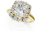 Yellow gold Radiant Halo Cluster Diamond Engagement Ring with Prong Setting and Polished Band_124