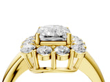 Yellow gold Radiant Halo Cluster Diamond Engagement Ring with Prong Setting and Polished Band_127