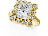 Yellow gold Radiant Halo Diamond Cluster Engagement Ring with Milgrain Bezel Setting and Solitaire Band_40