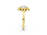 Yellow gold Radiant Halo Diamond Cluster Engagement Ring with Milgrain Bezel Setting and Solitaire Band_41