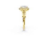 Yellow gold Radiant Halo Diamond Engagement Ring with Filigree Band and Four-Prong Setting_83