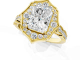 Yellow gold Radiant Halo Diamond Engagement Ring with Milgrain Band and Four-Prong Setting_55