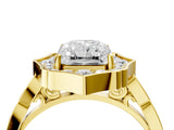 Yellow gold Radiant Halo Diamond Engagement Ring with Milgrain Band and Four-Prong Setting_58