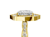 Yellow gold Radiant Halo Diamond Engagement Ring with Milgrain Band and Four-Prong Setting_59