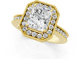 Yellow gold Radiant Halo Diamond Engagement Ring with Milgrain Pave Band and Four-Prong Setting_52