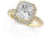 Yellow gold Radiant Halo Diamond Engagement Ring with Pavé Band and Four-Prong Setting_106