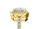 Yellow gold Radiant Halo Diamond Engagement Ring with Pavé Band and Four-Prong Setting_110