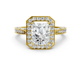 Yellow gold Radiant Halo Diamond Engagement Ring with Split Shank Band and Four-Prong Setting_6