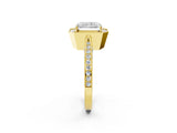 Yellow gold Radiant Halo Diamond Engagement Ring with Split Shank Band and Four-Prong Setting_8