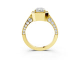 Yellow gold Radiant Halo Diamond Engagement Ring with Split Shank Band and Four-Prong Setting_9