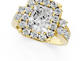 Yellow gold Radiant Halo Diamond Engagement Ring with Split Shank and Four-Prong Setting 1