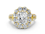Yellow gold Radiant Halo Diamond Engagement Ring with Split Shank and Prong Setting_66