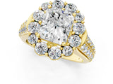 Yellow gold Radiant Halo Diamond Engagement Ring with Split Shank and Prong Setting_67