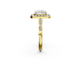 Yellow gold Radiant Halo Diamond Engagement Ring with Twisted Band and Four-Prong Setting 2