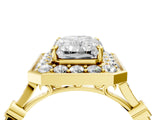 Yellow gold Radiant Halo Diamond Engagement Ring with Twisted Band and Four-Prong Setting 4