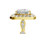 Yellow gold Radiant Halo Diamond Engagement Ring with Twisted Band and Four-Prong Setting 5