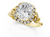 Yellow gold Radiant Halo Diamond Engagement Ring with Vintage-Inspired Band and Four-Prong Setting_4