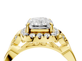 Yellow gold Radiant Halo Diamond Engagement Ring with Vintage-Inspired Band and Four-Prong Setting_7