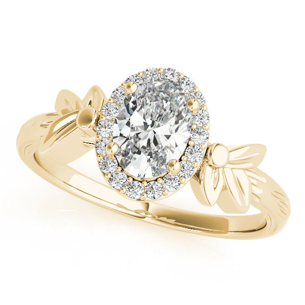 Yellow gold Radiant Halo Diamond Floral Band with Four-Prong Setting 2