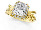 Yellow gold Radiant Halo Diamond Floral Band with Four-Prong Setting_74