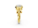 Yellow gold Radiant Halo Diamond Floral Band with Four-Prong Setting_75