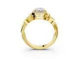 Yellow gold Radiant Halo Diamond Floral Band with Four-Prong Setting_76