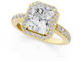 Yellow gold Radiant Halo Diamond Pavé Band Ring with Prong Setting_21