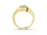 Yellow gold Radiant Halo Diamond Pavé Band Ring with Prong Setting_23