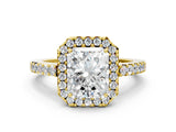 Yellow gold Radiant Halo Diamond Pavé Solitaire Ring_51