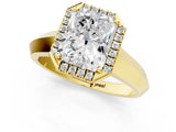Yellow gold Radiant Halo Diamond Ring with Cathedral Band and Four-Prong Setting_60