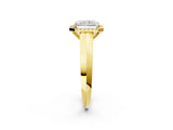 Yellow gold Radiant Halo Diamond Ring with Cathedral Band and Four-Prong Setting_61