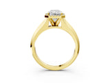 Yellow gold Radiant Halo Diamond Ring with Cathedral Band and Four-Prong Setting_62