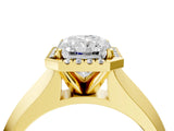Yellow gold Radiant Halo Diamond Ring with Cathedral Band and Four-Prong Setting_63