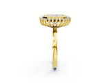 Yellow gold Radiant Halo Diamond Ring with Milgrain Edge and Round Prong Setting_28