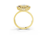 Yellow gold Radiant Halo Diamond Ring with Milgrain Edge and Round Prong Setting_29