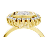 Yellow gold Radiant Halo Diamond Ring with Milgrain Edge and Round Prong Setting_30