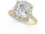 Yellow gold Radiant Halo Diamond Ring with Pavé Band and Prong Setting_38