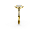 Yellow gold Radiant Halo Diamond Ring with Pavé Band and Prong Setting_39
