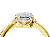 Yellow gold Radiant Halo Diamond Ring with Round Cluster Setting, Solitaire Band, and Four-Prong Setting_53