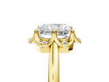 Yellow gold Radiant Halo Diamond Ring with Round Cluster Setting, Solitaire Band, and Four-Prong Setting_54
