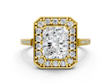 Yellow gold Radiant Halo Diamond Ring with Split Shank and Four-Prong Setting_67