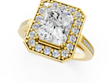 Yellow gold Radiant Halo Diamond Ring with Split Shank and Four-Prong Setting_68