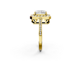 Yellow gold Radiant Halo Diamond Ring with Split Shank and Four-Prong Setting_69