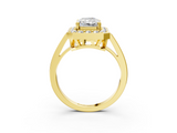 Yellow gold Radiant Halo Diamond Ring with Split Shank and Four-Prong Setting_70