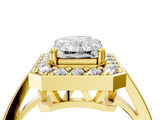 Yellow gold Radiant Halo Diamond Ring with Split Shank and Four-Prong Setting_71