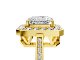 Yellow gold Radiant Halo Diamond Ring with Split Shank and Four-Prong Setting_72