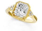 Yellow gold Radiant Halo Diamond Ring with Tapered Band and Four-Prong Setting_11