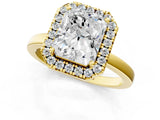 Yellow gold Radiant Halo Diamond Solitaire with Pavé Band and Four-Prong Setting_87