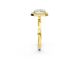 Yellow gold Radiant Halo Diamond Solitaire with Pavé Band and Four-Prong Setting_88